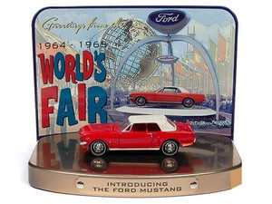 Johnny Lightning 1:64 Diorama Tin - 1964 Ford Mustang (red) - Worlds Fair Introducing The Ford Mustang - Diecast