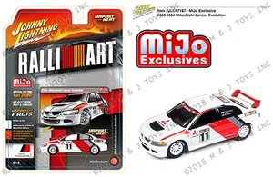 Johnny Lightning 1:64 Mijo Exclusive - 2004 Mitsubishi Lancer Evolution - Import Heat - Ralliart (white) - Diecast