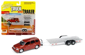 Johnny Lightning 1:64 Truck And Trailer - Version B- 2018 Chevrolet Hhr Bl W/ Open Trailer (orange) - Diecast