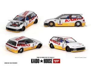 Kaido House X Mini Gt 1:64 Honda Civic (ef) Kanjo V1 - White/yellow - Diecast