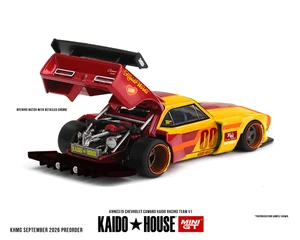 Kaido House X Mini Gt Chevrolet Camaro Kaido Racing Team V1- Red With Yellow Two-tone - Diecast