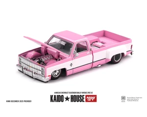 Kaido House X Mini Gt Chevrolet Silverado Dually Vintage Spec V2 - Pink With White - Diecast