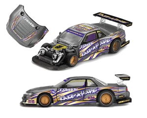 Kaido House X Mini Gt Nissan Silvia S13-r Kaido Drift V1 Greddy - Gunmetal Gray - Diecast