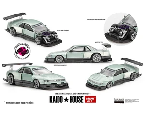 Kaido House X Mini Gt Nissan Silvia S13-r Kaido Works V1 - Sea Foam Green - Diecast