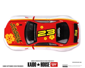 Kaido House X Mini Gt Nissan Skyline Gt-r (r33) Kaido Stock Car V1 - White W/ Red Two-tone - Diecast