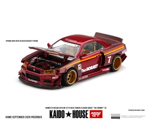Kaido House X Mini Gt Nissan Skyline Gt-r (r34) Tamiya X Kaido House The Hornet V2 - M. Red Carbon - Diecast