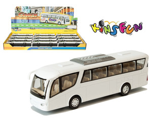 Kinsfun Travel Coach - Plain White - Display Tray Box Of 12 - Diecast