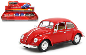 Kinsmart 1:24 1967 Volkswagen Beetle Solid Colors 7" - Display Tray Box Of 6 - Diecast