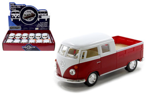 Kinsmart 1:32 1963 Volkswagen Double Cab Pickup Truck 5" - Display Tray Set Of 12 - Diecast