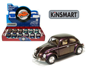 Kinsmart 1:32 1967 Volkswagen Classical Beetle - 4 Colorshift Metallics - Display Tray Box Of 12 - Diecast