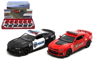 Kinsmart 1:32 2017 Chevrolet Camaro Zl 1 Police & Firefighter 5" - Display Tray Set Of 12 - Diecast