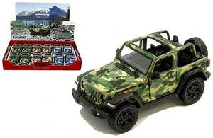 Kinsmart 1:34 2018 Jeep Wrangler Camo Edition With Open Top 5" - Display Tray Box Of 12 - Diecast