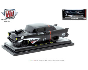 M2 Machines 1:24 1957 Chevrolet 150 Sedan Shark Mouth - Black - Diecast