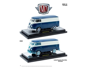 M2 Machines 1:24 1960 Volkswagen Delivery Van - Two-tone White And Deep Blue - Release 134b - Diecast
