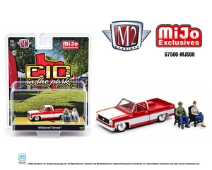 M2 Machines 1:64 Diorama Series 2026 C10s In The Park 1978 Chevrolet Silverado W 2 Figures - Two-tone Red White - Mijo Exclusives - Diecast