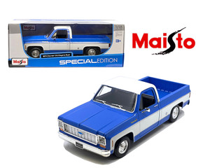 Maisto 1:18 1974 Chevrolet C10 Cheyenne Super - Two Tone Blue/white- Special Edition - Diecast