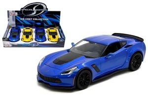 Maisto 1:24 2017 Chevrolet Corvette Z06 - Blue, Yellow - Special Edition - Display Tray Set Of 4 - Diecast