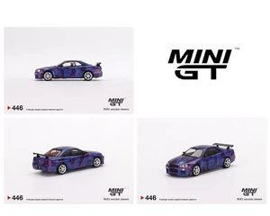 Mini Gt 1:64 Nissan Skyline Gt-r (r34) V-spec Ii Mini Gt Digital Camouflage Purple Mini Gt 5 Years Anniversary Model 9999 Pcs - Diecast