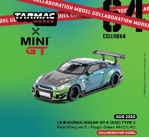 Mini Gt 1:64 Tarmac Works Exclusive Lb-works Nissan Gt-r R35 Type 2 Rear Wing Version 3 Lhd Special Magic Green Color Limited Edition - Diecast