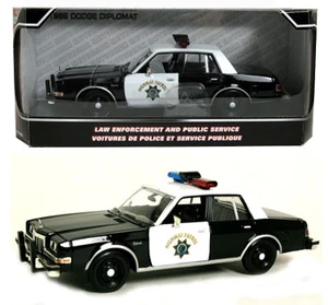 Motor Max 1:24 1986 Dodge Diplomat Chp - Blackwhite - Law Enforcement And Public Service - Diecast