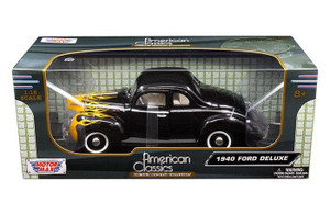 Motormax 1:18 American Classics - 1940 Ford Deluxe Coupe Black With Yellow Flames - Diecast