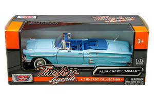 Motormax 1:24 1958 Chevrolet Impala Conv - Light Blue Timeless Legends - Diecast