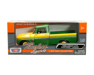 Motormax 1:24 1966 Chevrolet C10 Fleetside Pickup - Green/yellow - Timeless Legends - Diecast
