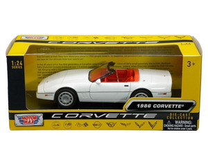 Motormax 1:24 1986 Chevrolet Corvette C4 (white With Red Interior) - History Of Corvette - Diecast