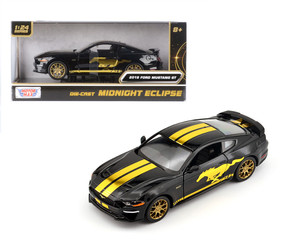 Motormax 1:24 2018 Ford Mustang Gt - Matte Black With Gold - Midnight Eclipse - Diecast
