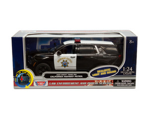 Motormax 1:24 2025 Chevrolet Tahoe Ppv California Highway Patrol With Light And Sound - Black/white With Tri-color Lightbar - Law Enforcement And Public Service - Diecast