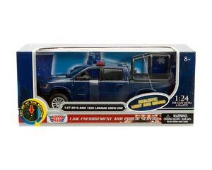 Motormax 1:27 2019 Ram 1500 Laramie Crew Cab With Stand Cage - Blue - Light And Sound - Law Enforcement And Public Service - Diecast