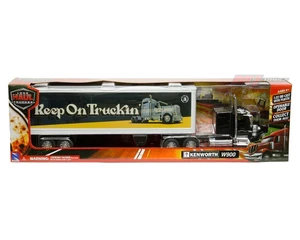 New Ray 1:32 Kenworth W900 Tribute To Truckers Keep On Truckin' - Black Cab With White Container - Long Haul Trucker - Diecast