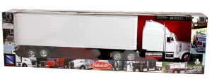 New Ray 1:32 Peterbilt 379 40ft Container - All White - Long Haul Trucker - Diecast