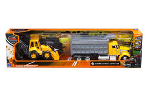 New Ray 1:43 International Dump Truck With Wheel Loader - Long Haul Trucker - Diecast