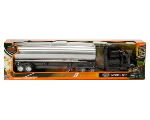 New Ray 1:43 Peterbilt Model 387 Tanker (black/chrome) -long Haul Truckers - Diecast