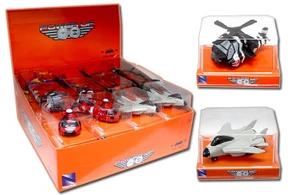 New Ray 2.5" Mini Air Planes And Helicopters In Pvc - Display Tray Set Of 12 - Diecast