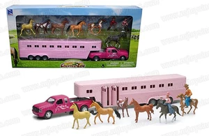 New Ray Country Life Horse Play Set Pickup Truck And Camper - Diecast