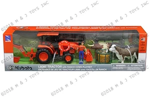 New Ray Kubota Farm Tractor With Cow Playset - Diecast