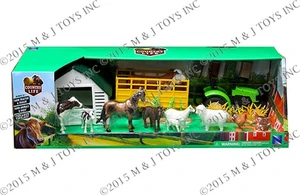 Newray Country Life - Farm Tractor & Trailer With Animals & Barn - Diecast