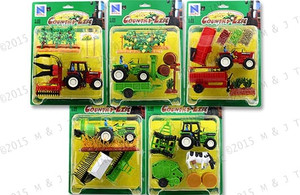 Newray Country Life Farm Set With Tractor And Cow - 5 Assortment - Diecast