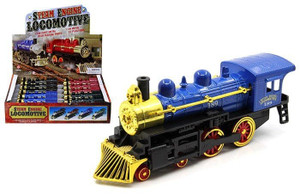 Steam Engine Locomotive 7" - 4 Colors - 9937bd - Display Tray Set Of 12 - Diecast