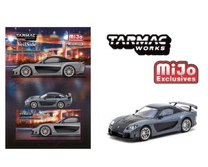 Tarmac Works 1:64 Mazda Rx-7 Veilside Fortune7- Grey Metallic / Black - Mijo Exclusives - Diecast