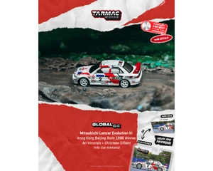 Tarmac Works 1:64 Mitsubishi Lancer Evolution Iii Hong Kong Beijing Rally 1996 Winner Ari Vatanen / Christian Gilbert - Global64 - Limited Edition - Diecast