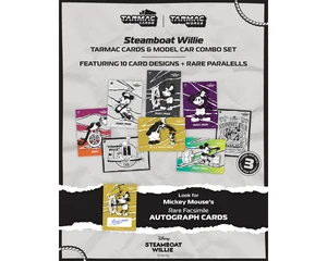 Tarmac Works 1:64 Toyota Sprinter Trueno Ae86 Widebody By Jon Sibal Mickey & Friends Steamboat Willie W/ Trading Card Combo Set - Diecast