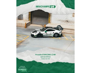 Tarmac Works X Minichamps 1:64 Porsche Gt3rs(992.1) Mr White Green - Showcase - Limited Edition - Diecast