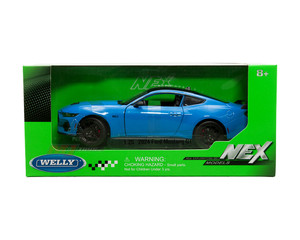 Welly 1:25 2024 Ford Mustang Gt - Blue With Black Roof - Diecast