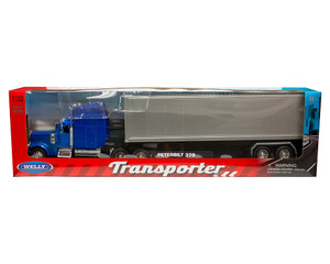 Welly 1:32 Peterbilt 379 With Container - Blue/silver - Transporter - Diecast