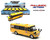 School Bus 9 Pull-back Action With Light And Sound Yellow Display Tray Set Of 6- Diecast