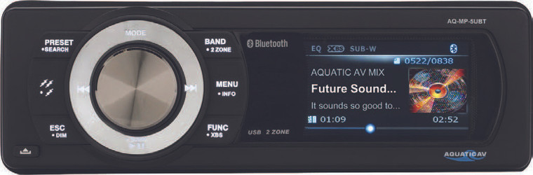 Aquatic Av - Bluetooth Usb/mp3 Media Player Universal Hardwire - AQ-MP-5UBT-S