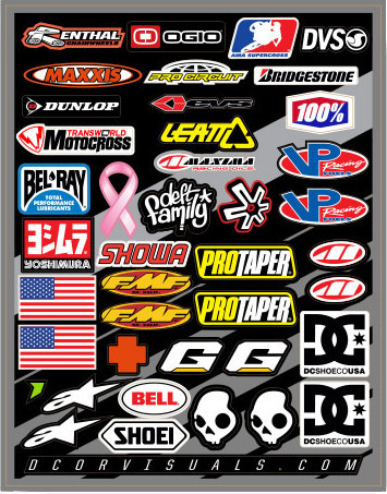 D-cor - Helmet Logos Decal Sheet 9.5"x12" - 40-90-104